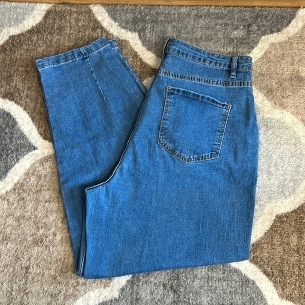 No Name Pleated Straight Leg Blue Jeans